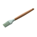 Light green silicone oil brush with natural wood handle for baking and barbecue - Oil Brush