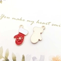 Kersthandschoen bedeltje met gouden sneeuwvlok voor het maken van DIY-sieraden - 9901-Kerstwant 10x19mm