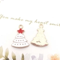 Christmas tree alloy pendant with gold base and white enamel for DIY bracelet jewelry - 9909-Christmas Tree 15x22mm