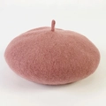 Elegant dusty pink wool beret for women with a vintage Japanese style pumpkin design - M (56-58cm) / Dusky Pink