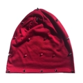 Red knit beanie with silver cone metal studs for a hip hop streetwear style - One Size / Burgundy