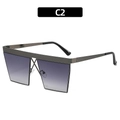 C2 oversized square metal frame sunglasses with purple gradient lenses and cross bridge - Gunmetal Frame Smoke Grey Lenses