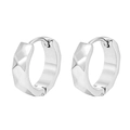 Orecchini a cerchio geometrici in argento lucido dal design industriale minimalista - Argento(MS-478)