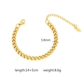 Detail view of 5.8mm gold stainless steel wheat chain bracelet with dimensions and weight - Tank Chain Style (B-002) / Gold