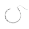 Detail of flat wheat chain stainless steel bracelet with lobster clasp and extender - Flat Curb Chain Style (B-010) / Steel