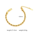 Detailed close-up of a 4.8mm gold-plated stainless steel wheat link bracelet with lobster clasp - Thick Rope Chain Style (B-011) / Gold