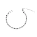 Detailed shot of silver rope chain bracelet with a secure lobster clasp and extension link - Thick Rope Chain Style (B-011) / Steel