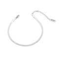 Close-up of silver herringbone chain bracelet with lobster clasp and S.STEEL tag - Flat Herringbone Chain Style (B-004) / Steel