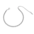 Detail of wheat chain bracelet featuring stainless steel lobster clasp and adjustable link - Curb Chain Style (B-017) / Steel