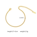 Detail of 2.1mm gold wheat chain bracelet showing lobster clasp and 17+5cm length - Ultra-Thin Curb Chain Style (B-019) / Gold