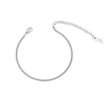 Detail of silver stainless steel wheat chain bracelet with lobster clasp and extender - Ultra-Thin Curb Chain Style (B-019) / Steel