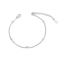 Detail of silver stainless steel wheat chain bracelet with polished metal beads - Beaded Chain Style (B-015) / Steel
