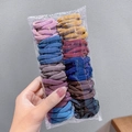 Set of elastic hair ties in Morandi colors including dusty pink, yellow and blue - 7# Coffee Color