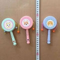 Cartoon animal rattle toys in pink blue and green colors with measuring tape - Animal Rattle Drum