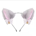 Grey Fur Pink Inner White Bow