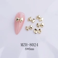 Detail of 8x6mm golden ribbon bow nail charms for professional manicure art accessories - Gold Simple Bow Style (8024)