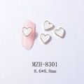 Detalle de adornos de uñas de corazón 8,6x8,8mm con bordes dorados y textura de nácar - 8301 Borde Dorado Concha Blanca (8,6*8,8mm)