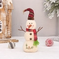 Figurine bonhomme de neige en peluche avec bonnet à carreaux rouges et broderie sapin - Style YH16519A/Bonnet Pointu À Carreaux Rouge/Écharpe À Glands Rouges