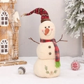 Linen snowman ornament with red plaid hat and scarf for Christmas holiday decor - YH16520A Style/Red Plaid Pointed Hat/50cm High