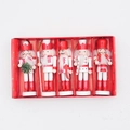 Detailed set of five red and white wooden Christmas nutcrackers in a festive gift box - 5PCS Red Set