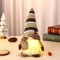 Detail of a lighted coffee gnome with LED glow, knitted hat and plush beard decoration - Coffee Bean Style