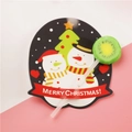 Schneemann und Weihnachtsbaum Lolli Papierkarten mit Merry Christmas Banner Dekoration - Blauer Hintergrund Schneemann / 48-50 Stück/Packung