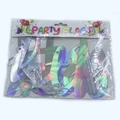 Set striscione Happy Birthday olografico con lettere iridescenti e cordino bianco - Vecchio Modello Lettere Unite Argento Iridescente