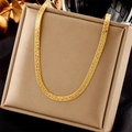 Elegant gold flat snake bone chain necklace with fish scale texture in a gift box - Flat Snake Chain Style (N1956)