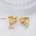 Detailed macro view showing 19x18mm irregular heart earrings with hammered gold texture - 3# Heart Texture - 1 Pair