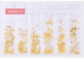 Detail of 6-grid nail art set with gold metal star, cross, and heart shaped studs - Cross Star Heart Style (MDHZ-17)