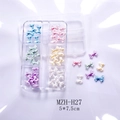 Nail art strikbedeltjes in diverse pastelkleuren in een transparante plastic doos met 6 vakken - Matte Strik Stijl (H27)