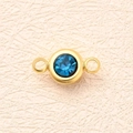 Connettore Ad Anello Piatto Con Pietra Portafortuna Blu Lago Scuro (oro) | 10 Pezzi/confezione / 12x65 Mm (apertura: 2 Mm)