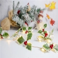 LED-Weihnachtslichterkette mit Stechpalmenblättern, roten Beeren und warmweißem Licht - Rote Beeren Stil-2M 20LED Batteriekasten