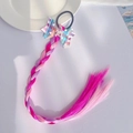 Detail of pink and purple gradient braided wig extension with unicorn bow hair tie - 6# Unicorn