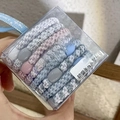 Handmade woven high-elasticity hair tie set with decorative oval beads in a gift box - Grey Purple Blue Series Set