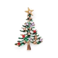 Christmas tree alloy brooch with green enamel and colorful rhinestones in gold finish - Classic Christmas Tree