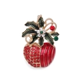 Christmas apple brooch in red and green enamel with sparkling rhinestones gold finish - Christmas Apple Gift