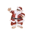 Christmas Santa Claus brooch pin with red glitter enamel on a golden metal base - Santa with Sunglasses