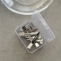 Set de pinzas para el cabello de metal plateado en una caja de almacenamiento transparente - Clips de Pico de Pato (10 piezas) / Plateado