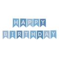 Blue Happy Birthday banner with gold foil swallowtail flags for party decorations - Dark Blue Light Blue Birthday Banner