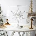 Silver LED lighted Christmas tree topper with eight-point star design and battery box - 25CM Silver Siberian Star