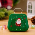 Weihnachts-Geschenkbox aus Blech in Waldgrün mit Weihnachtsmann und Metallgriff - Mini Weißblech Koffer Stil B / Waldgrüner Weihnachtsmann