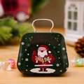 Weihnachts-Süßigkeitenbox aus Blech in dunkelgrüner Handtaschenform mit Weihnachtsmann - Mini Weißblech Koffer Stil C / Dunkelgrüne Geschenkillustration