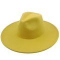 Klassieke gele wollen vilten fedora hoed met brede rand voor heren en dames mode herfst - Eén Maat 58cm / Geel