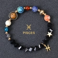 Detailed macro view of Pisces zodiac beaded bracelet with various natural stones and star charm - Pisces-Faceted Stone