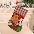 Calza di Natale rossa classica con renna 3D in peluche per decorazioni festive - Stile Alce / 32*19CM