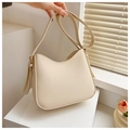 Bolso de hombro minimalista blanco crema en cuero sintético mate con correa con nudo - Blanco Roto