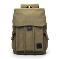 Mochila de lona verde militar con diseño vintage de solapa y correas de hebilla - Caqui