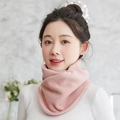 Plush pink neck warmer with adjustable button design for windproof winter warmth - Double Button Neck Warmer - Pink (1pc)