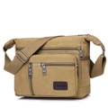Khaki canvas crossbody bag with multiple pockets and adjustable strap for business casual use - Khaki
